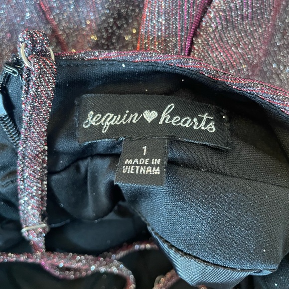 Sequin Hearts Juniors' Glitter Fit & Flare Dress Size 1 - Picture 5 of 5
